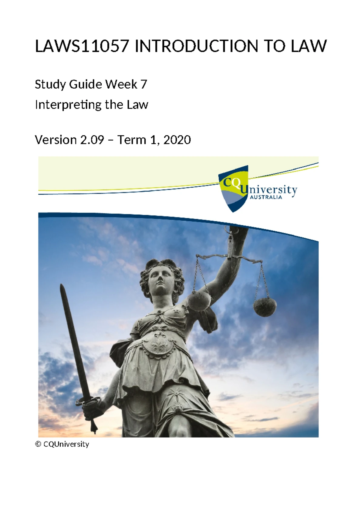 LAWS11057 Introduction to Law: Week 11 Self-Management Study Guide 2020 ...