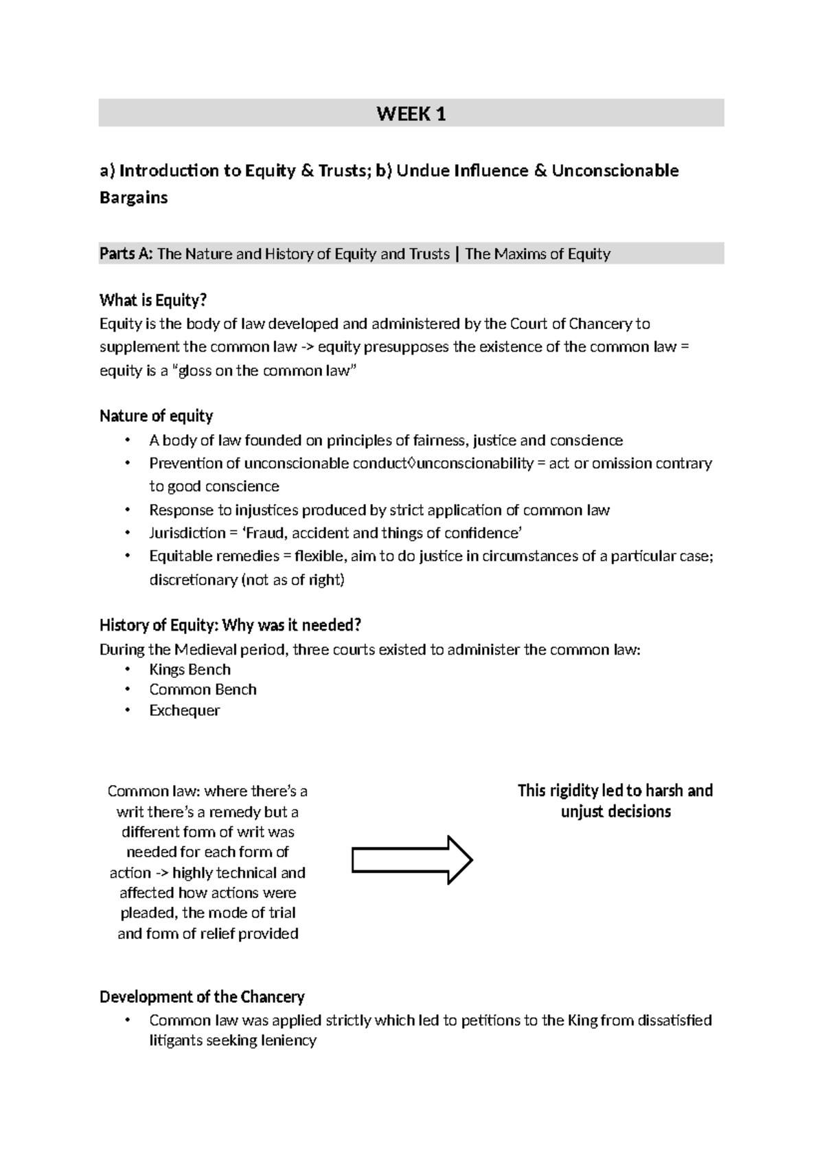 Week 1-2 Lecture Notes: Intro to Equity & Undue Influence Concepts ...