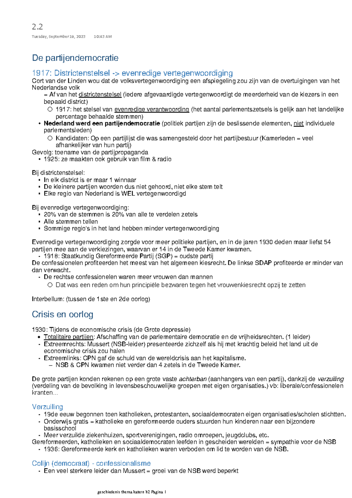 2.2 GS Aantekeningen: Partijendemocratie en Verzuiling in Nederland ...