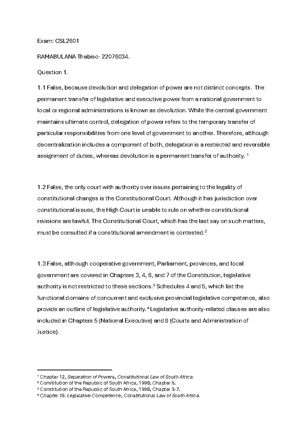 CSL2601 Final Exam Notes: Constitutional Law Insights 2025 - Studocu