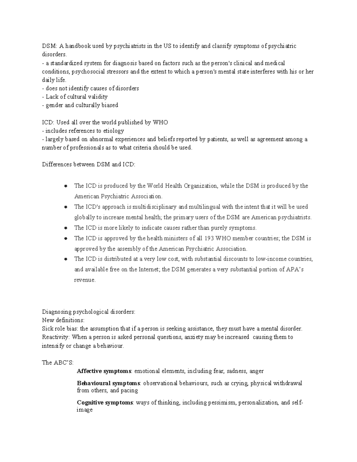 Psychiatric Disorder Classification Systems: DSM vs. ICD Overview - Studocu