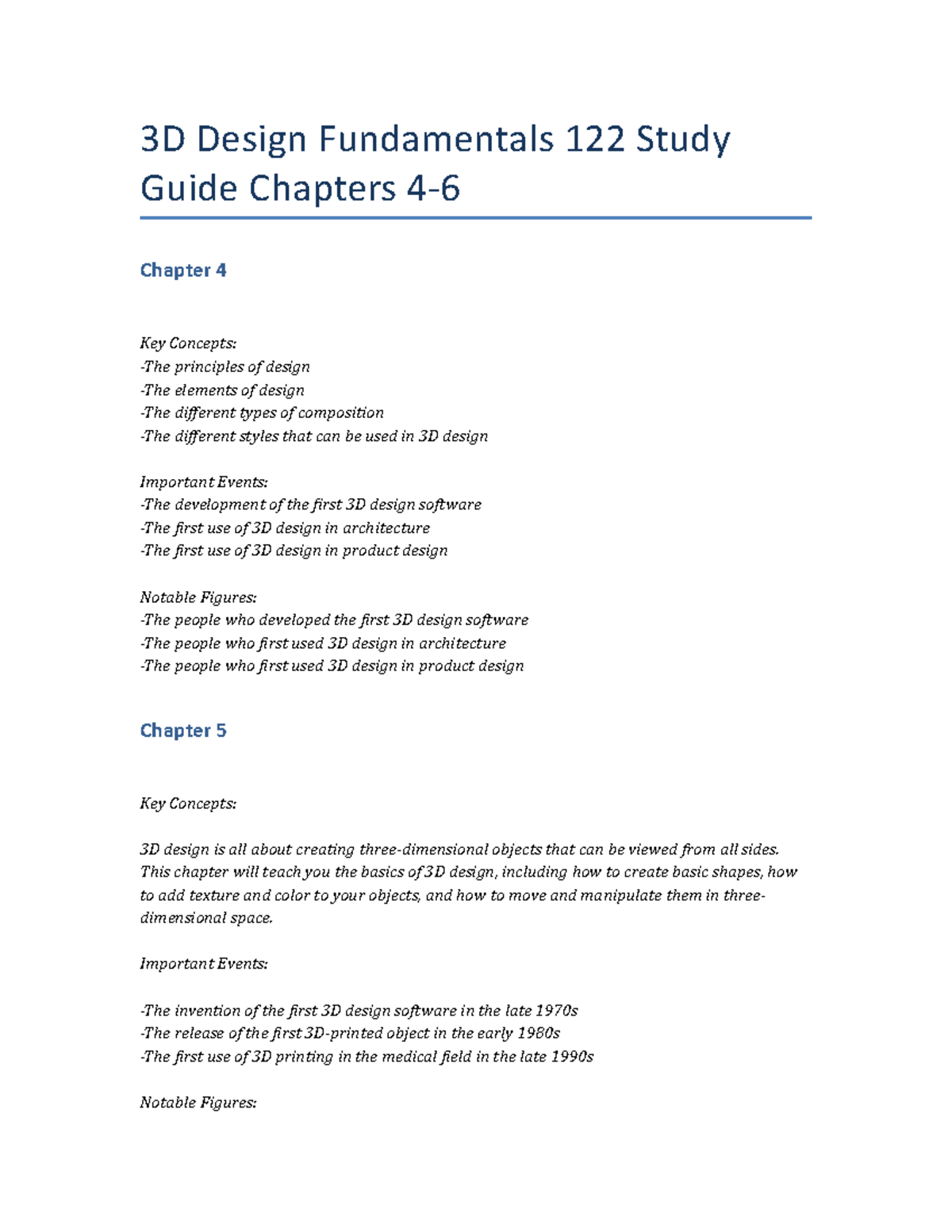 3D Design Fundamentals 122 Study Guide for Chapters 4-6 Overview - Studocu