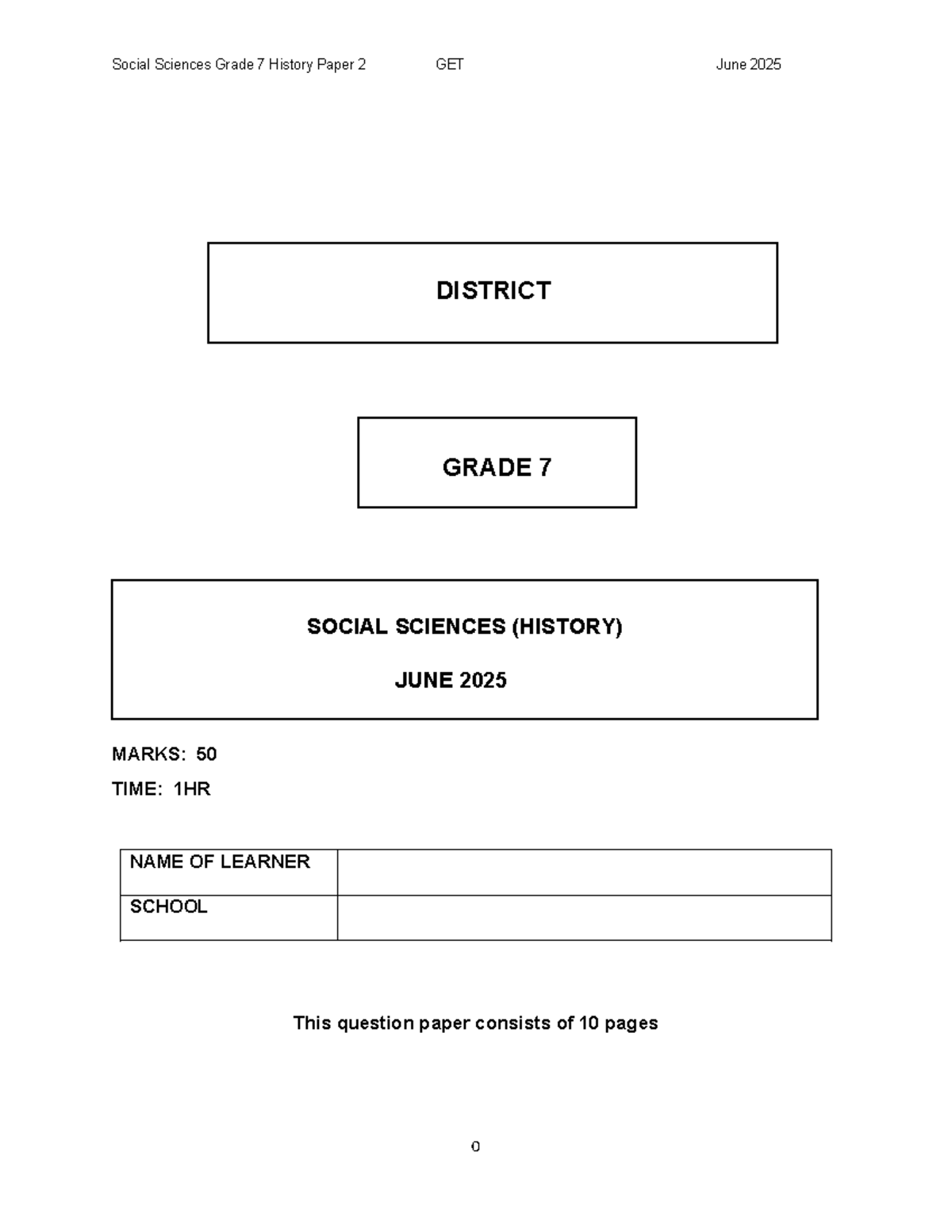 SS HIS QP (ENG) G7 Paper 2 June 2025: History Exam Questions - Studocu