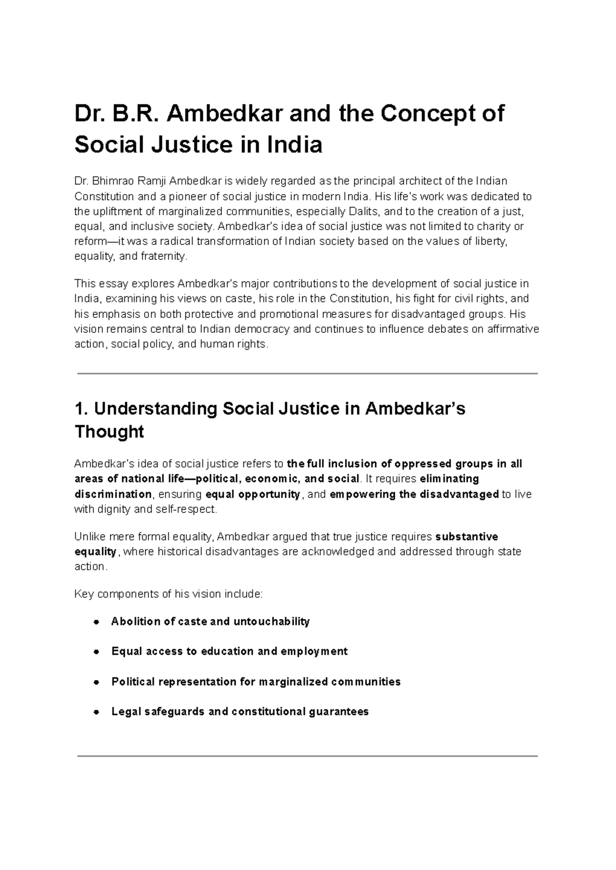 B.R. Ambedkar's Vision of Social Justice in India: A Comprehensive ...
