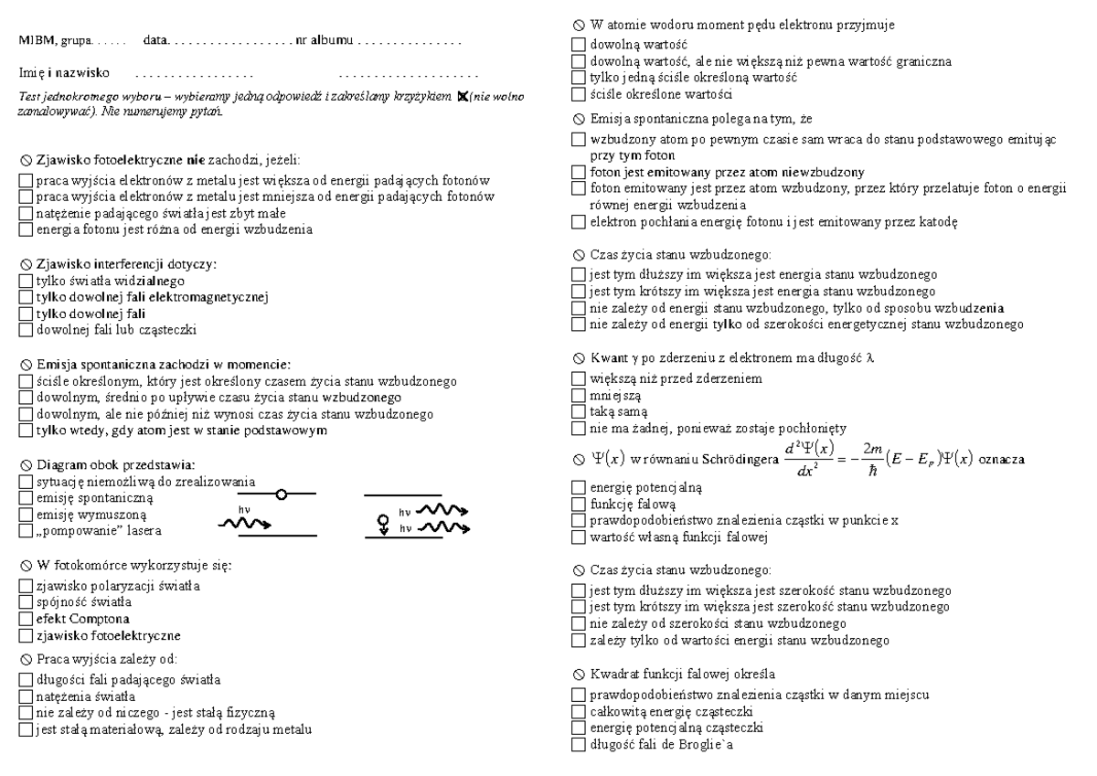 Test Z Fizyki Jądrowej Odpowiedzi