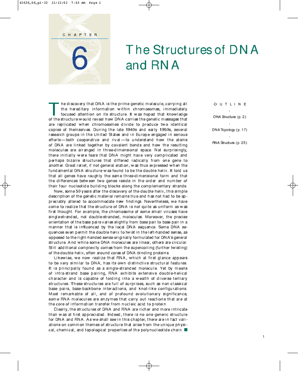 Chapter 6: The Structures of DNA and RNA (Course Code: 7:03 AM) - Studocu
