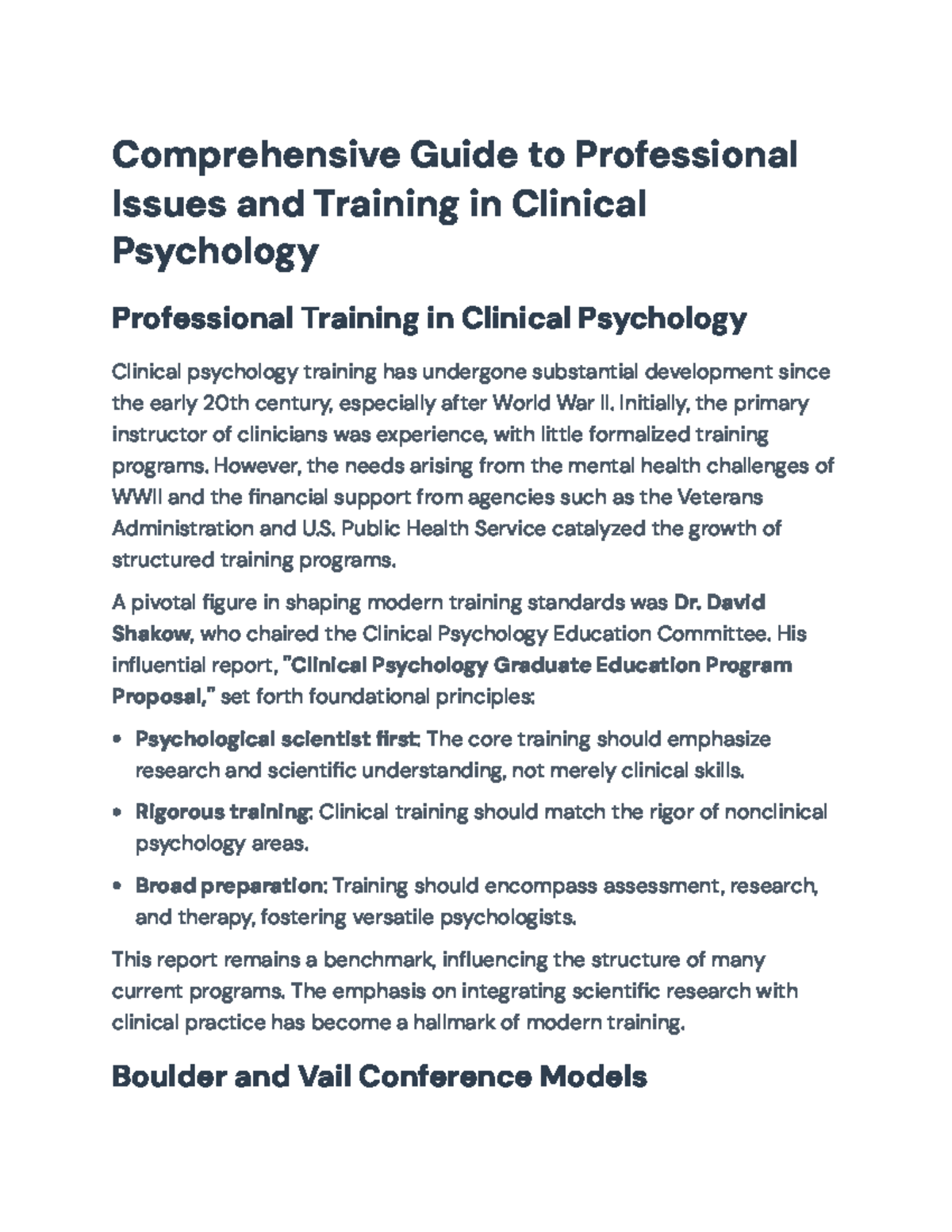 Comprehensive Overview of Professional Issues in Clinical Psychology ...
