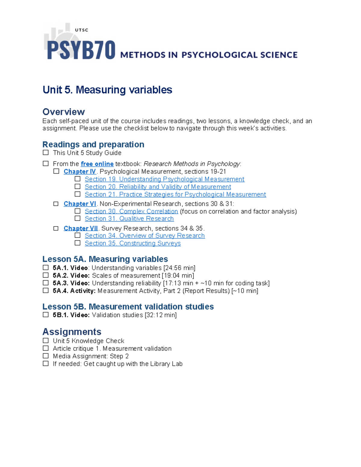 Unit 5 Study Guide: Measuring Variables in Research Methods - Studocu