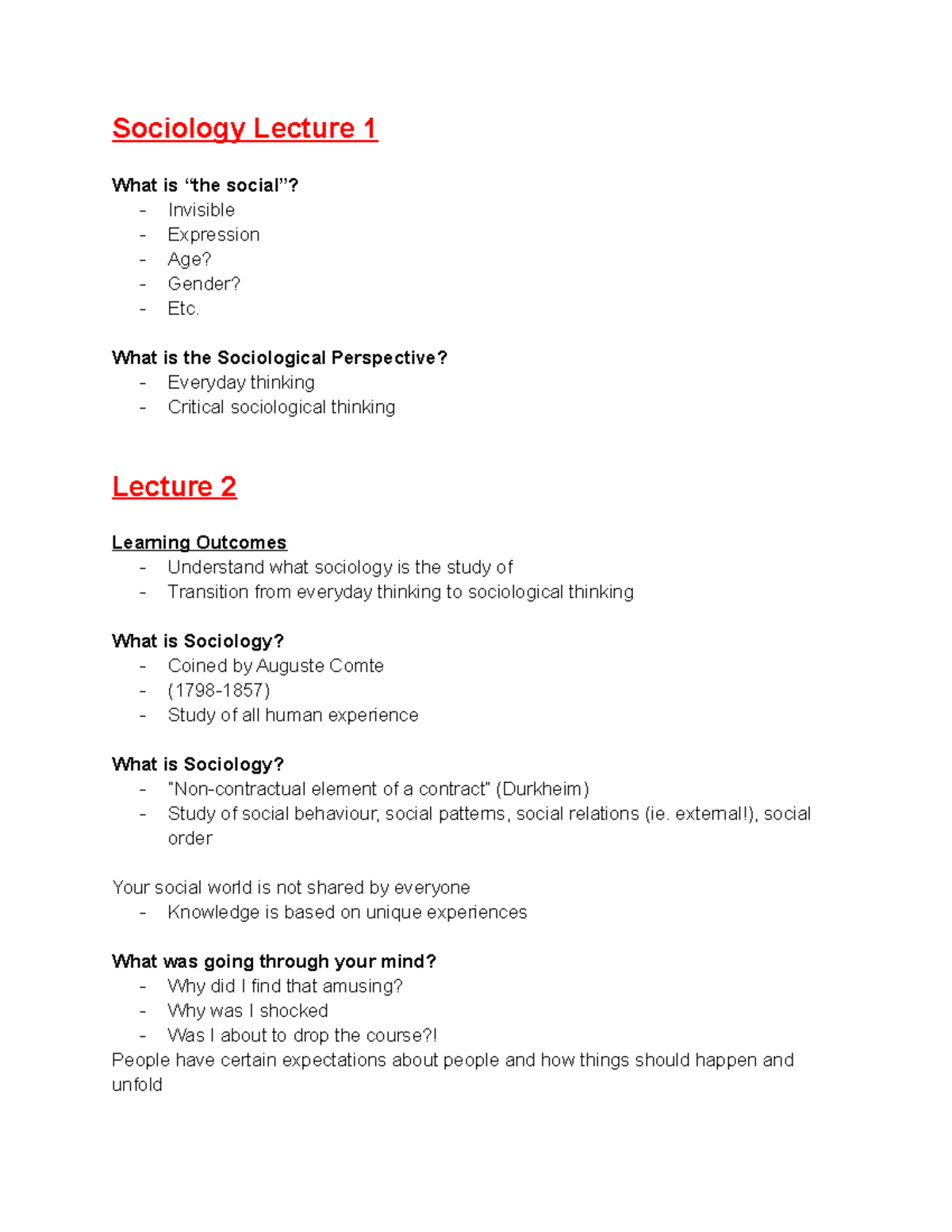 Sociology Lecture Notes: Key Concepts and Theories Overview - Studocu