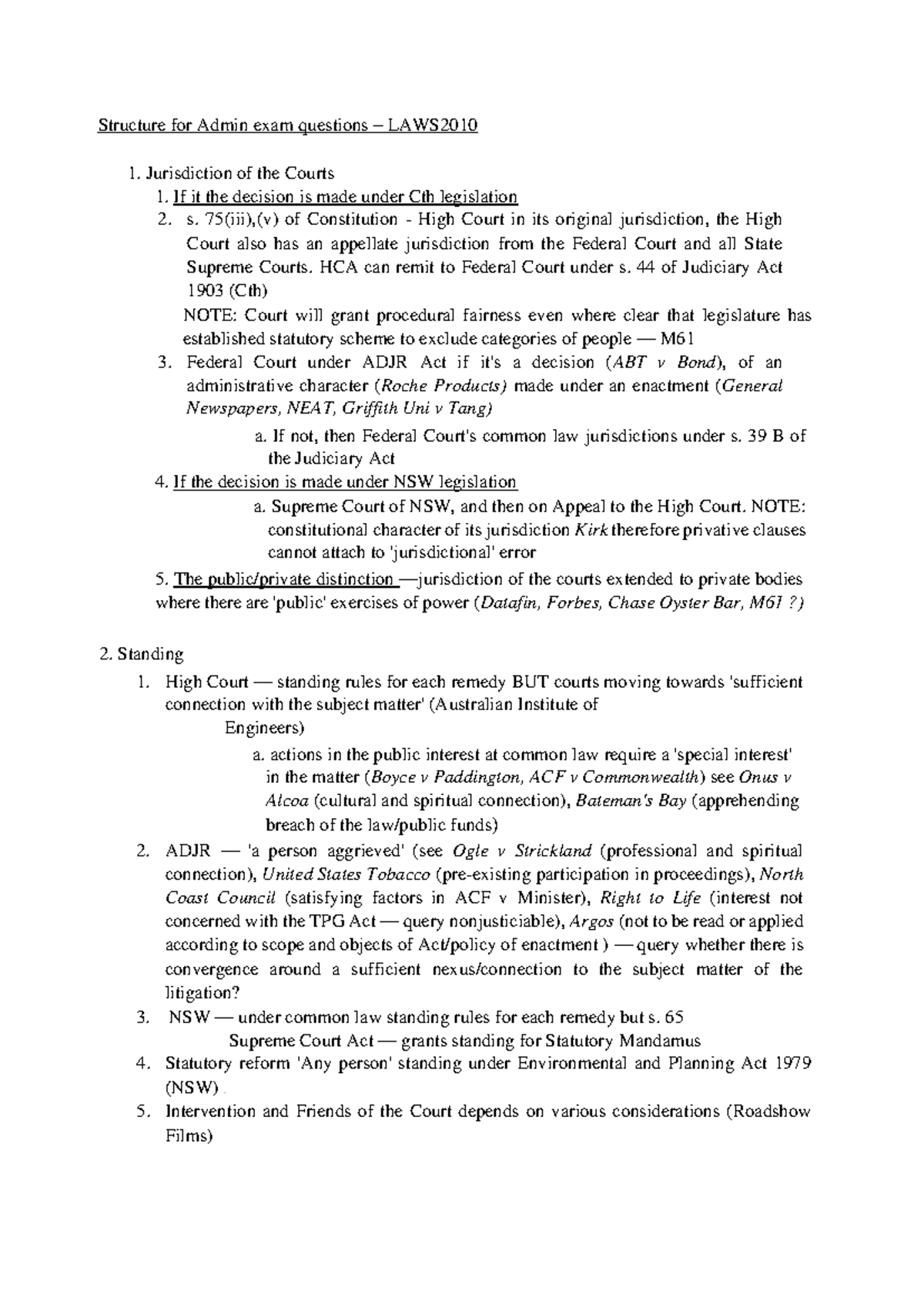 Admin Law Exam Structure Guide - LAWS Unit - Studocu
