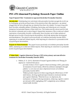 PSY 470 Outline Template - PSY-470 Abnormal Psychology Research Paper ...