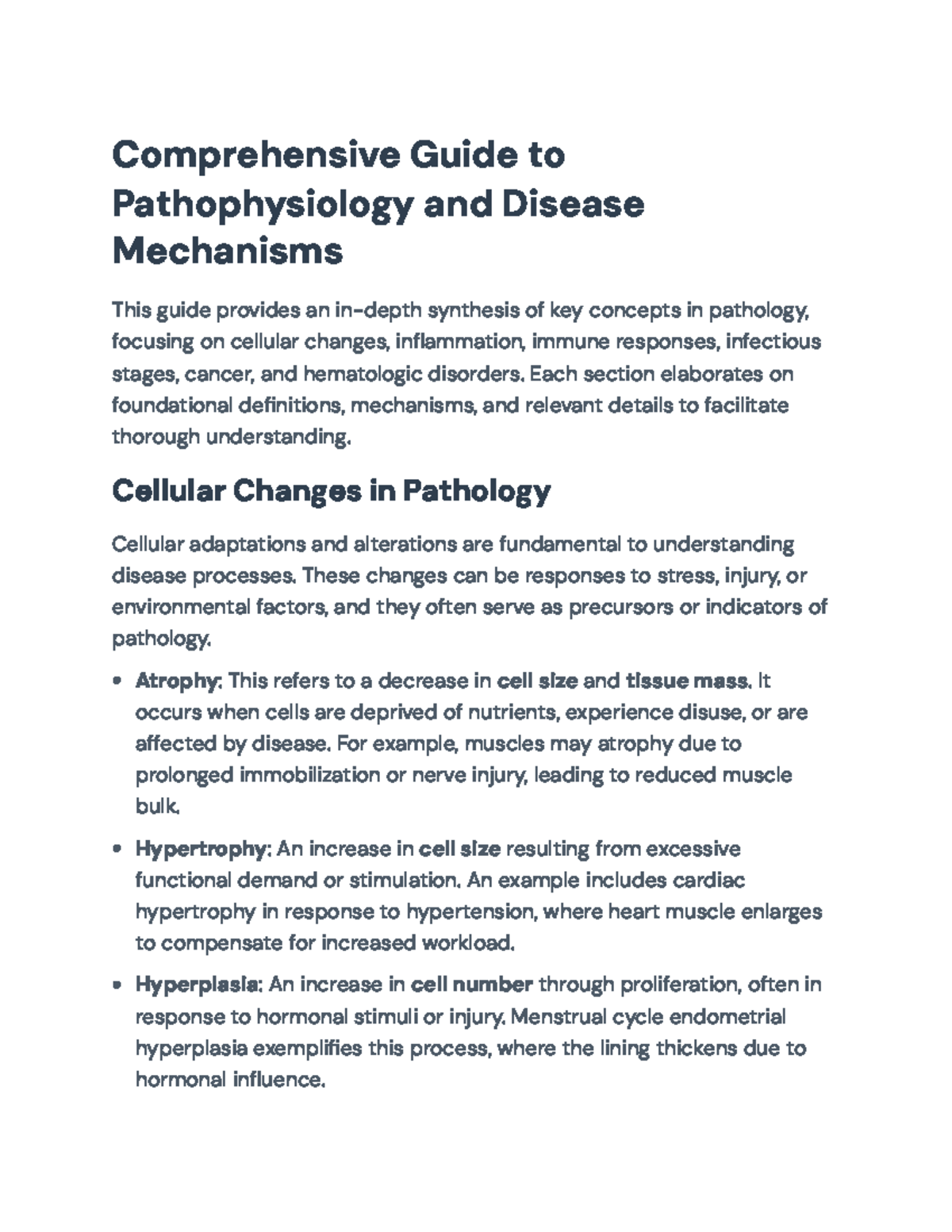 Pathophysiology & Disease Mechanisms: A Comprehensive Study Guide - Studocu