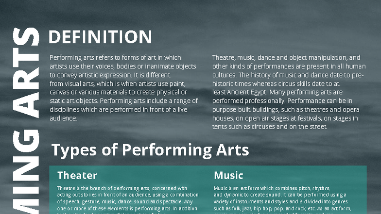 Module 4: Performing Arts - Music & Dance Overview - Studocu