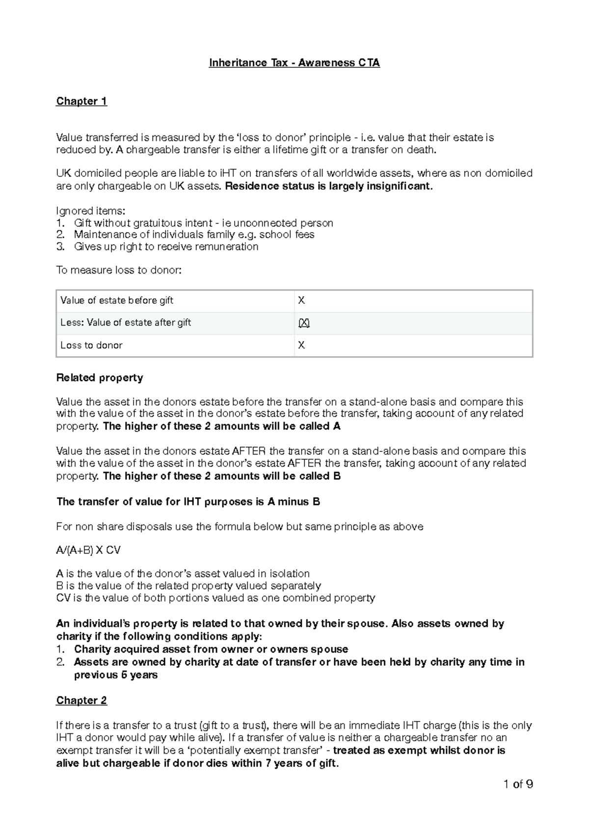 Inheritance Tax Guide: Detailed Overview and Key Concepts - Studocu
