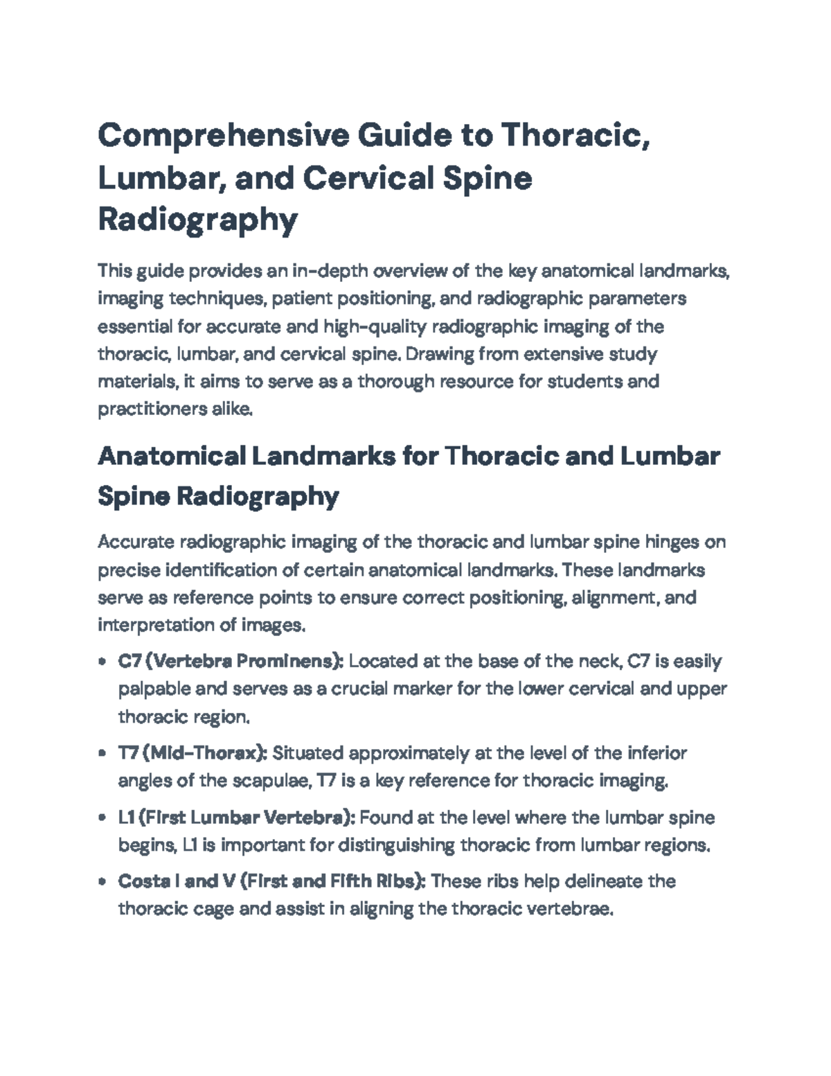 Comprehensive Guide to Thoracic, Lumbar & Cervical Spine Radiography ...