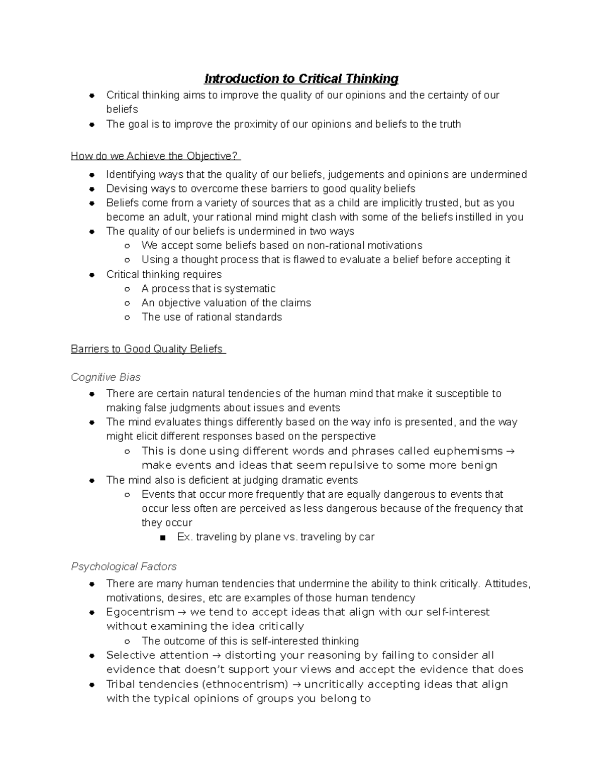 PHIL 2100: Comprehensive Notes on Critical Thinking Principles - Studocu