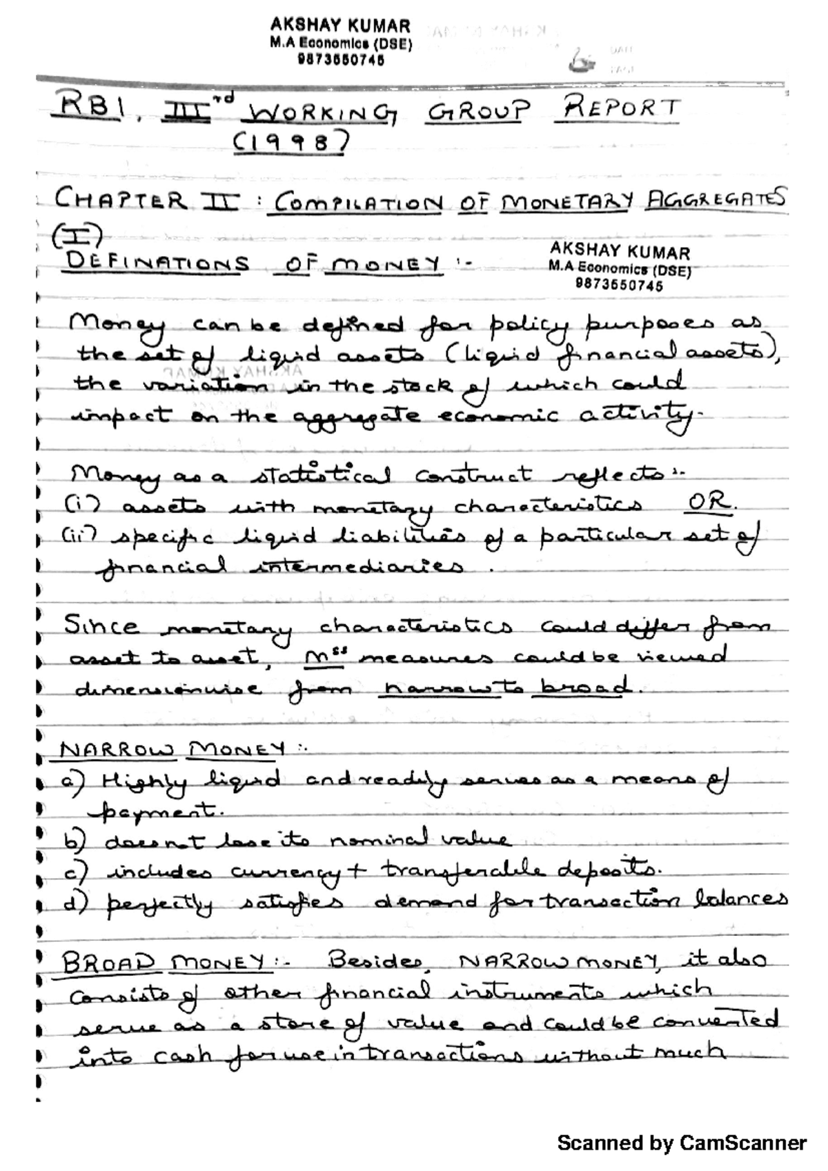 RBI Report: Insights from the 3rd Working Group Lecture Notes - Studocu