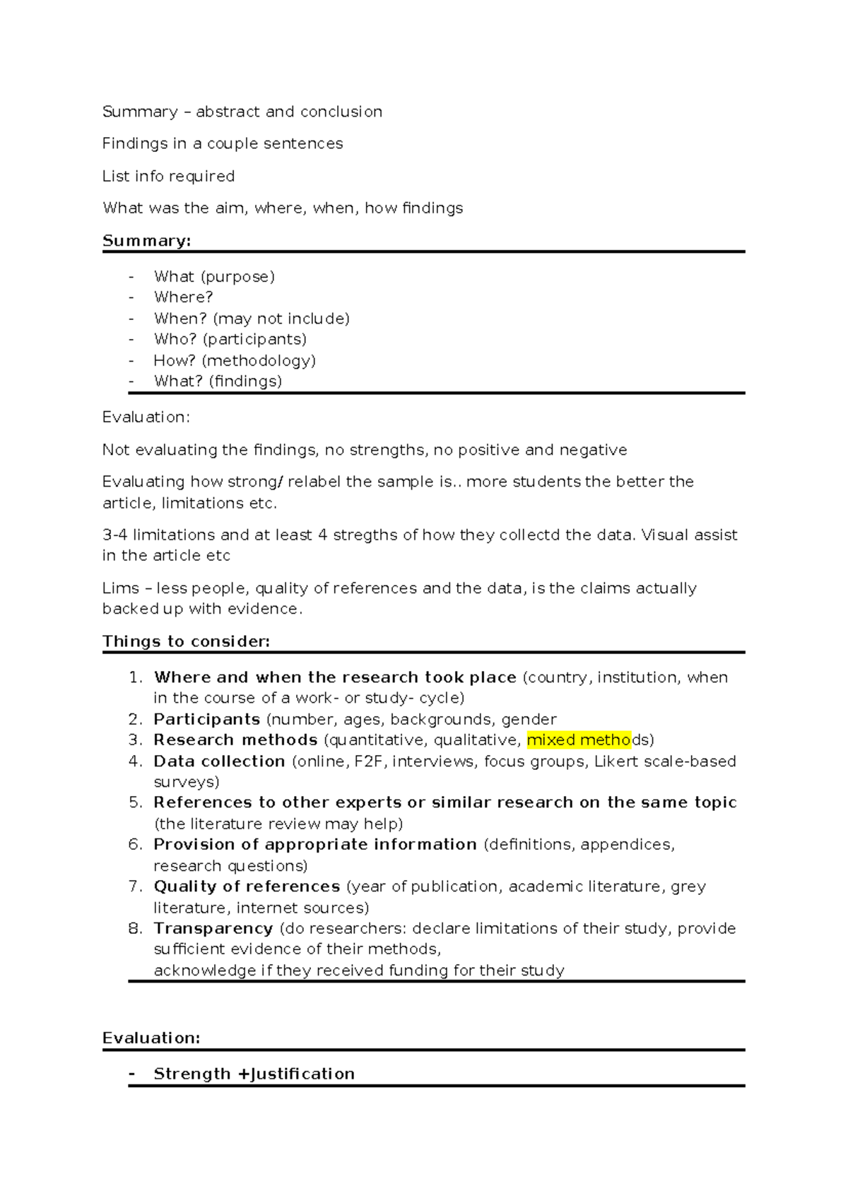 Exam Prep Template: Summary, Findings & Evaluation Guide - Studocu