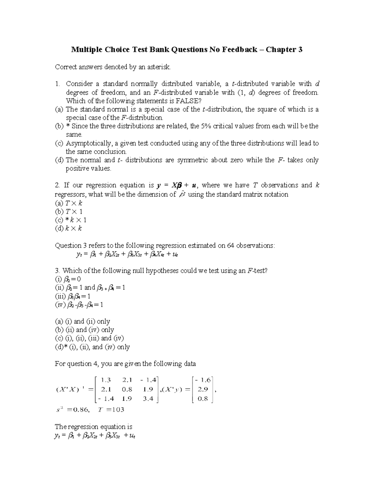 Test bank questions Chapter 3 - Multiple Choice Test Bank Questions No ...
