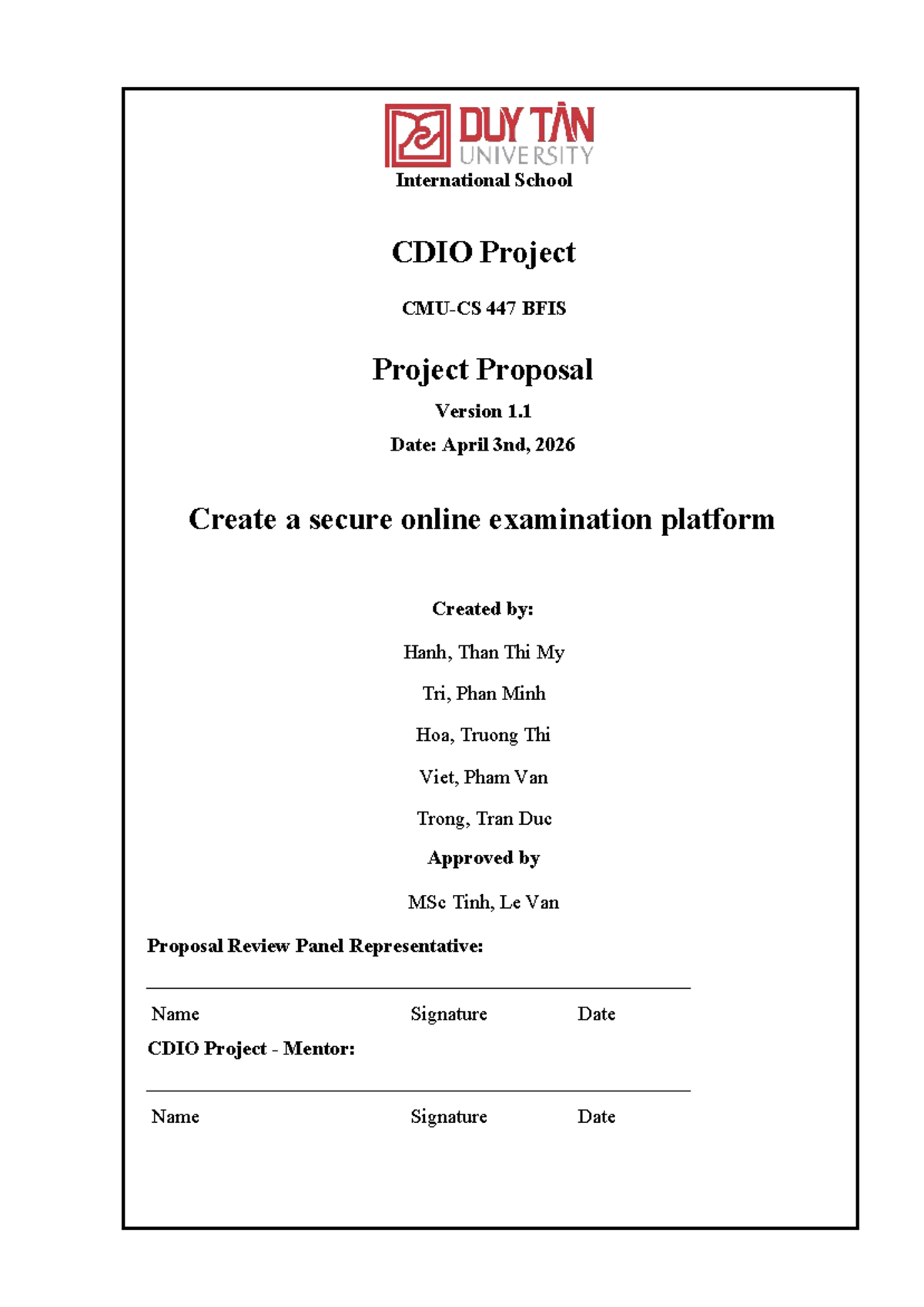 CMU-CS447 Final Proposal: Secure Online Examination Platform - Studocu