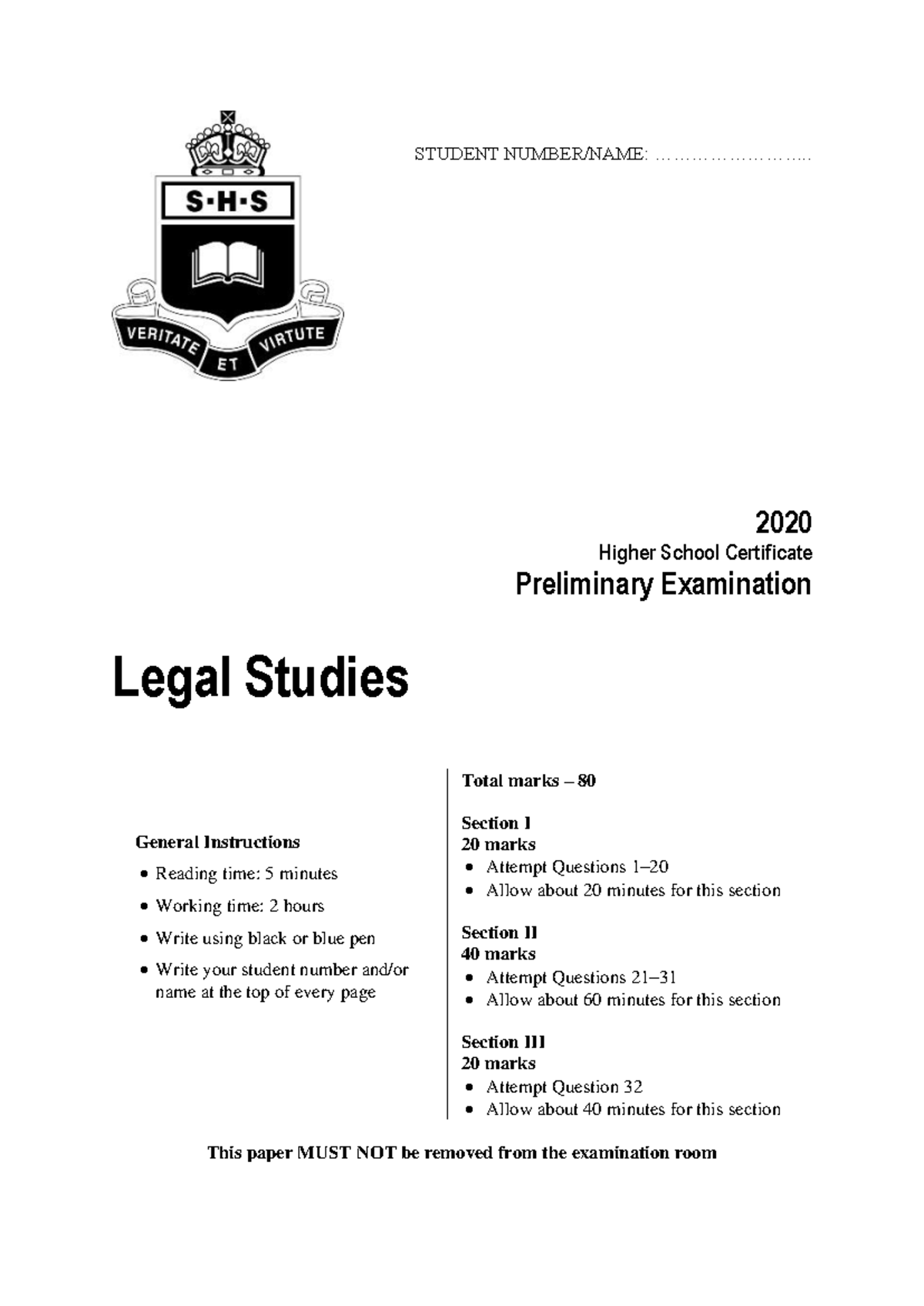2020 HSC Year 11 Legal Studies - Yearly Exam Answers - Studocu