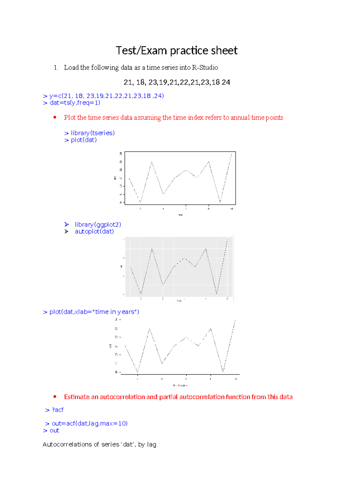 Test Prep 1 (1): R Studio Exam Practice Questions and Time Series ...