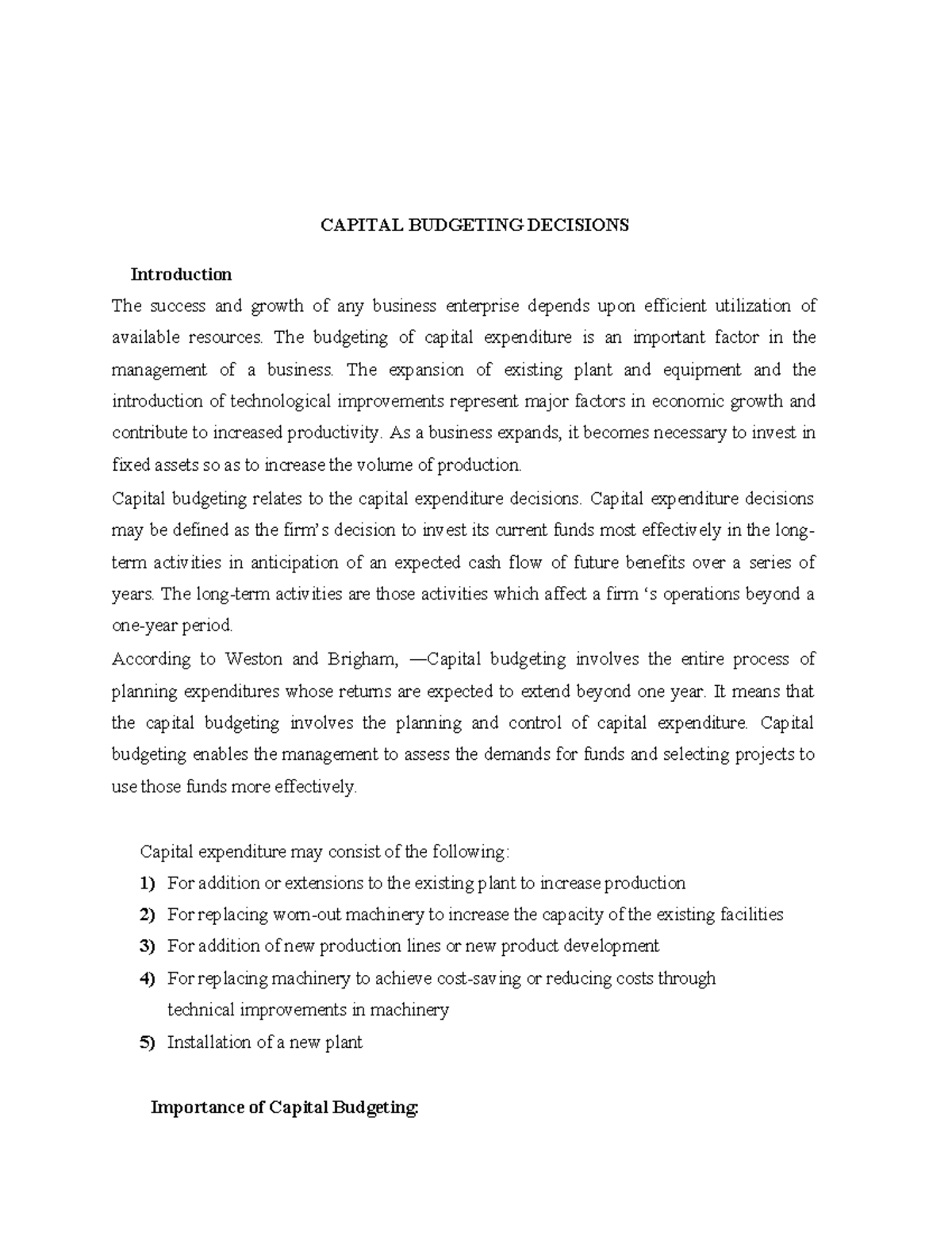 Capital Budgeting Decisions: An In-Depth Analysis and Methods - Studocu