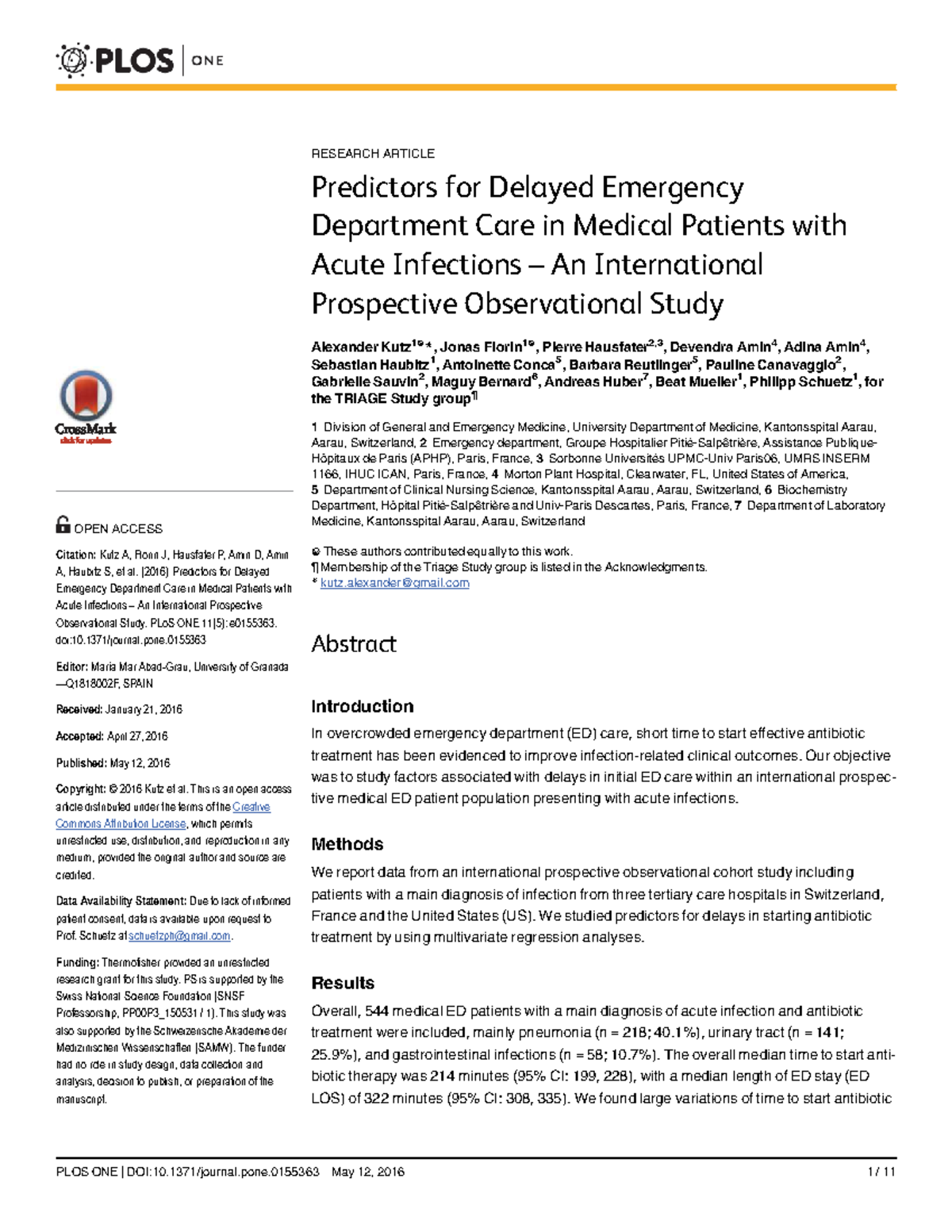 Predictors of Delayed ED Care in Acute Infections: A Global Study - Studocu