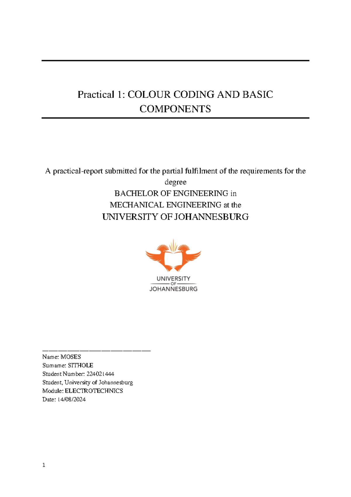 Practical 1 Colour Coding AND Basic Components - Practical 1 : COLOUR ...