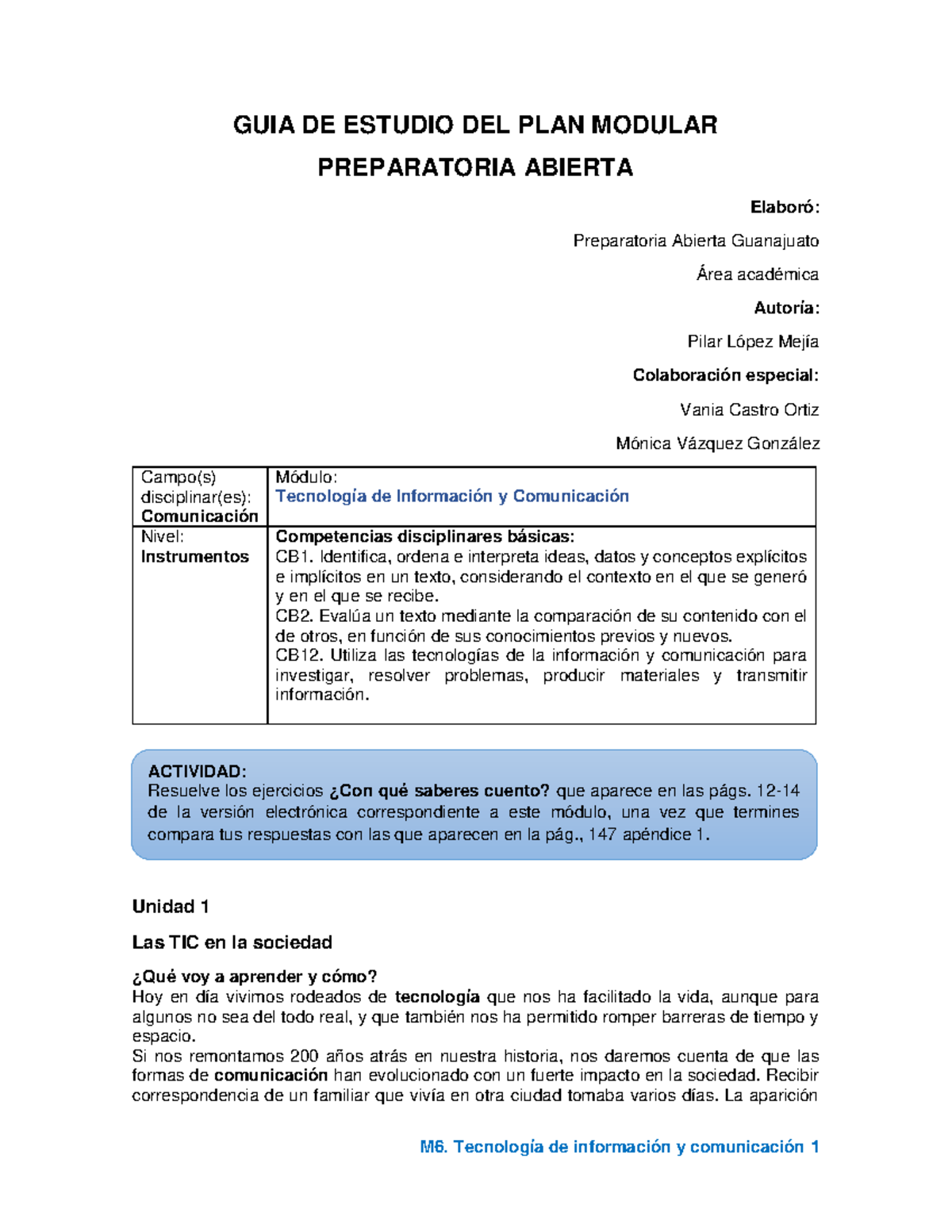 GUÍA Ciclo I. Tecnología DE Información Y Comunicación - GUIA DE ...