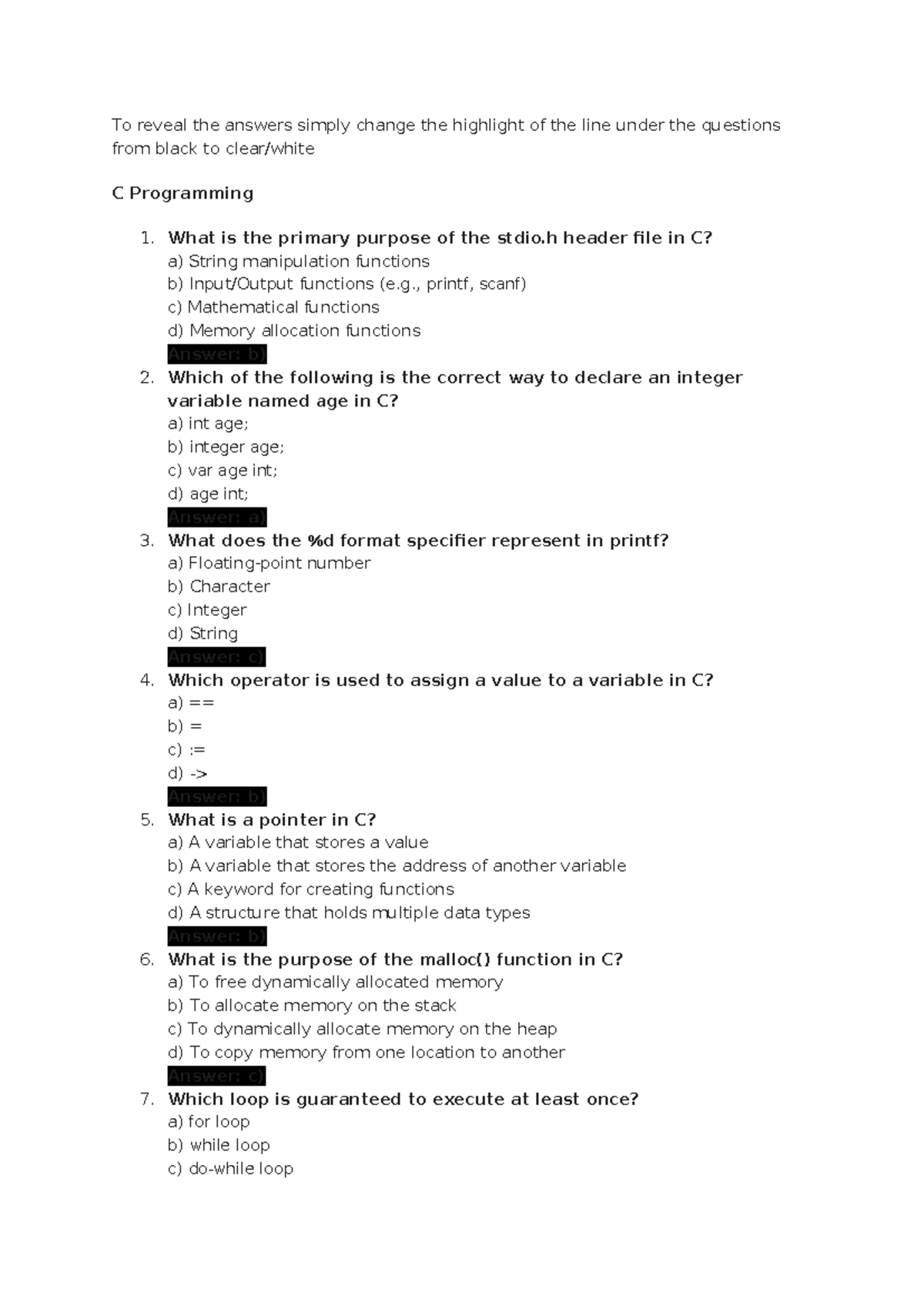 COMP2017 Practice - To test ur knowledge, use for final prep - To ...
