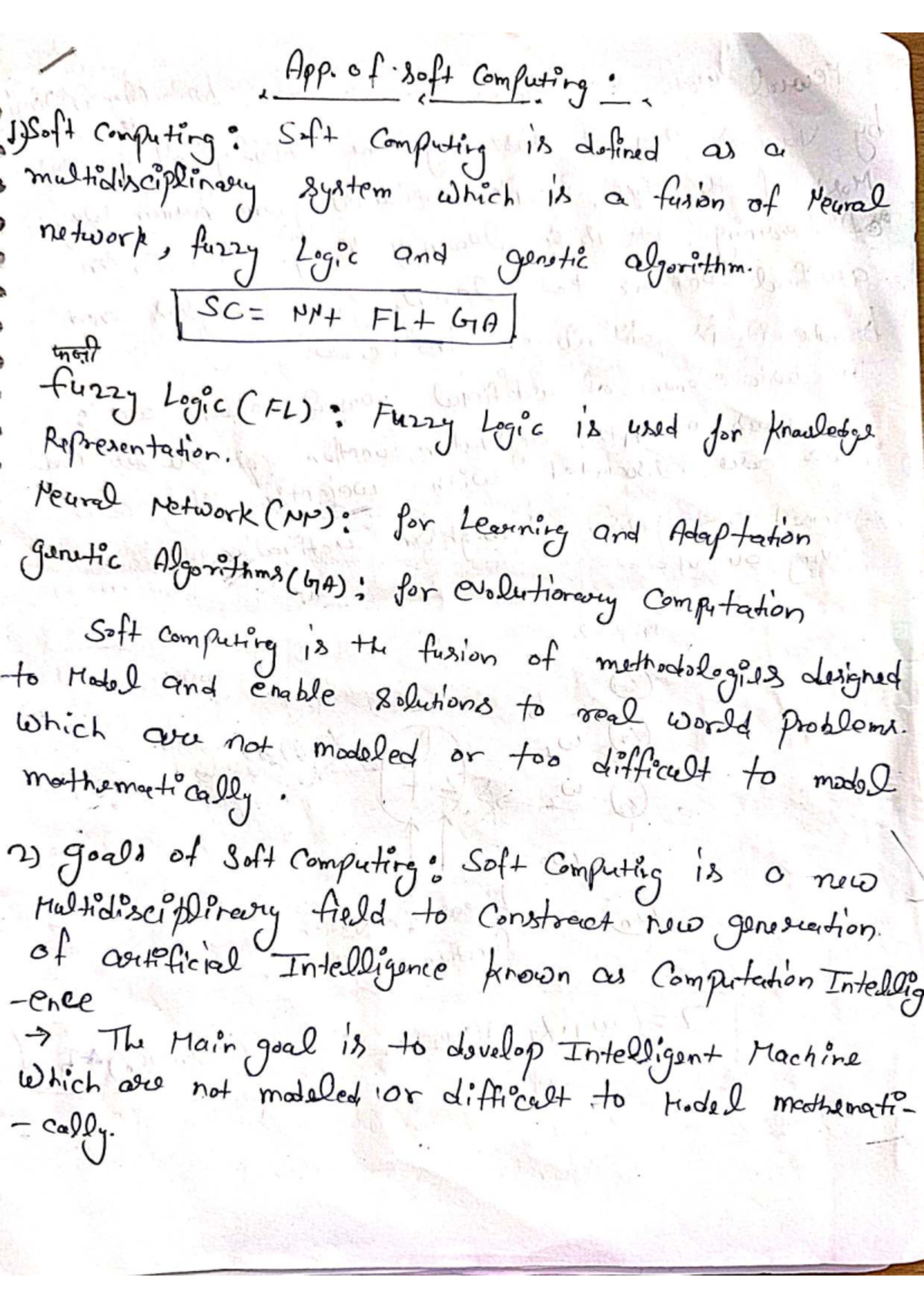 App. of Soft Computing (CS101) - Unit 1 Overview and Concepts - Studocu