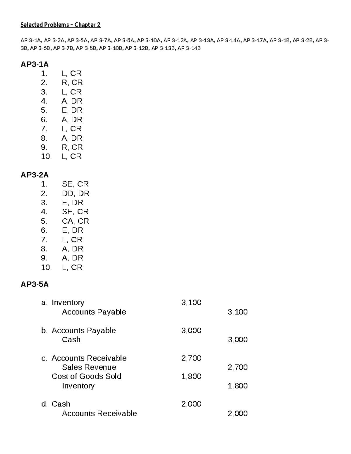 Chapter 3 - Additional Selected Problems - Selected Problems – Chapter ...
