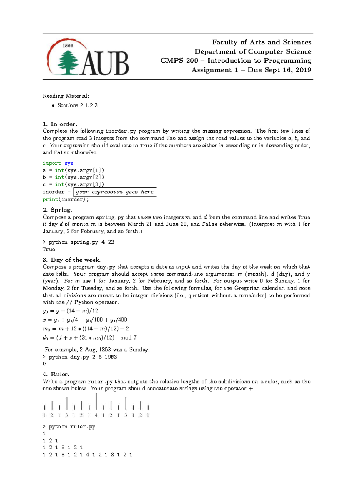CMPS 200 Assignment 1: Intro to Programming Tasks and Solutions - Studocu