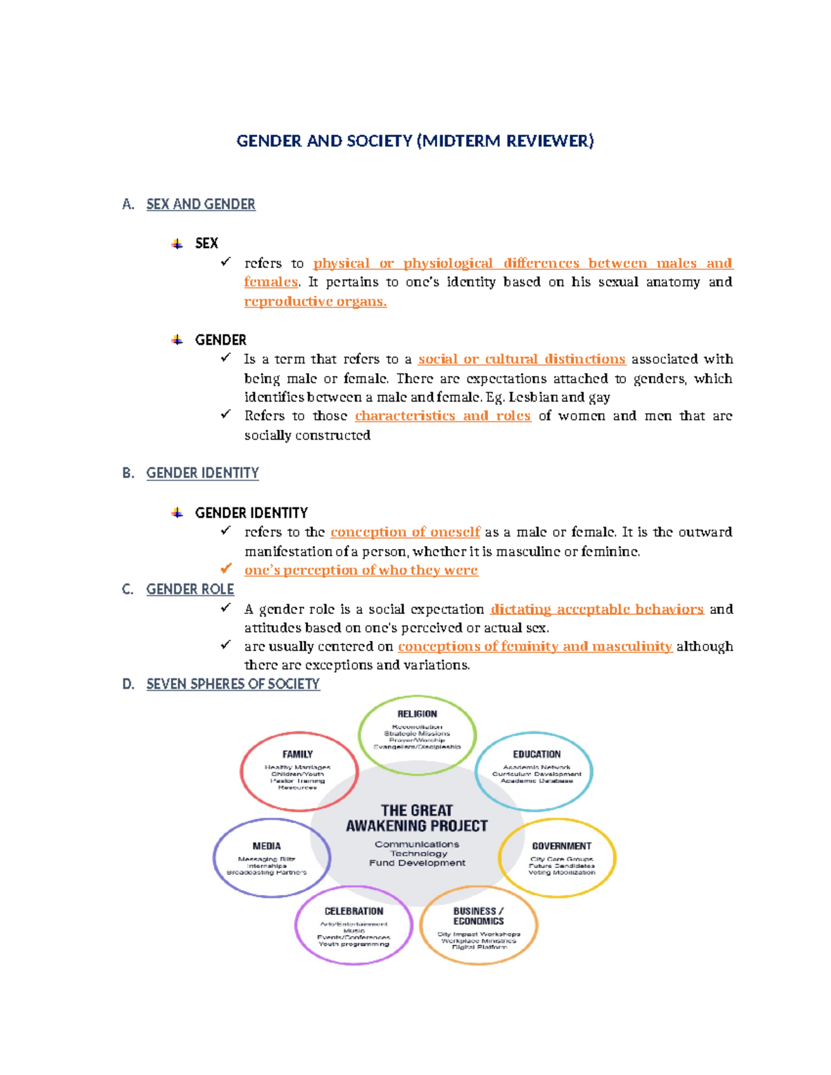 GENDER AND SOCIETY (MIDTERM REVIEWER) - Exam Notes - Studocu