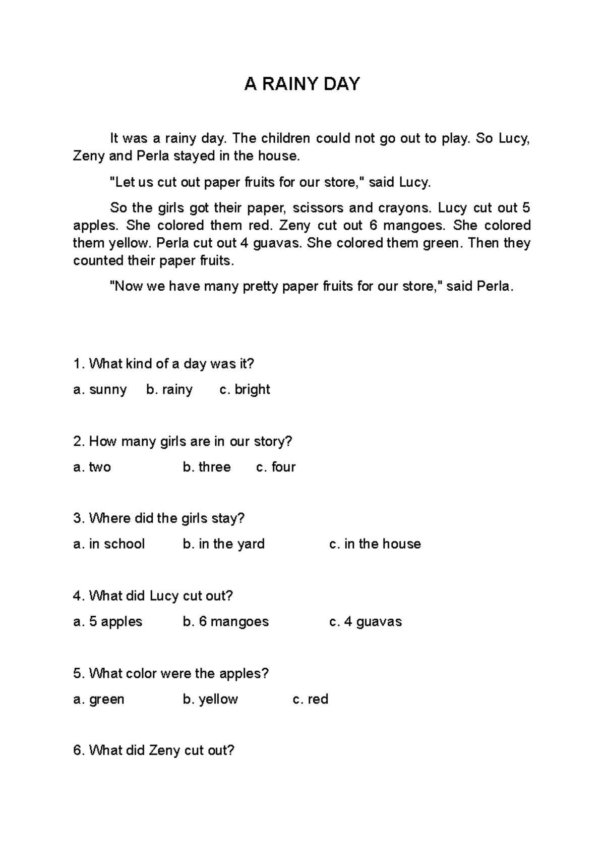 Stories - A Rainy Day, A Truthful Boy, and Other Tales - Document Preview