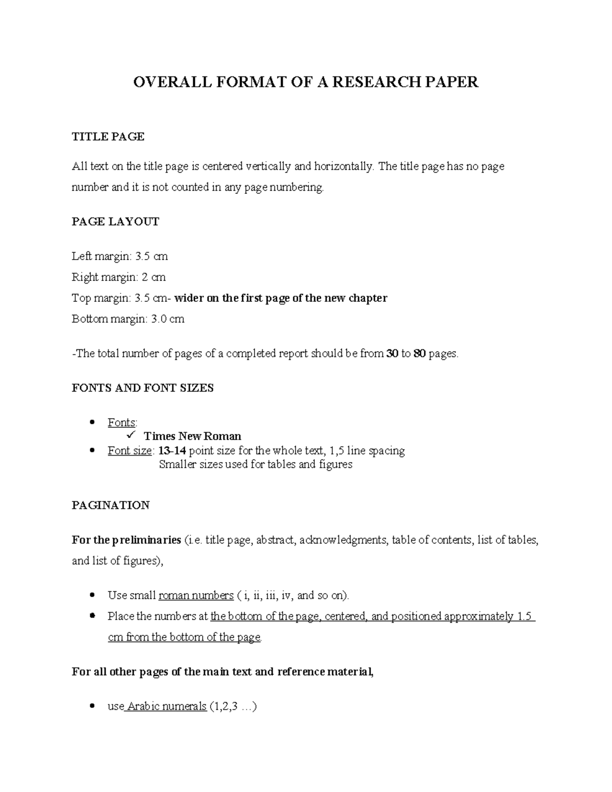 Overall Format OF A Research Paper - OVERALL FORMAT OF A RESEARCH PAPER ...