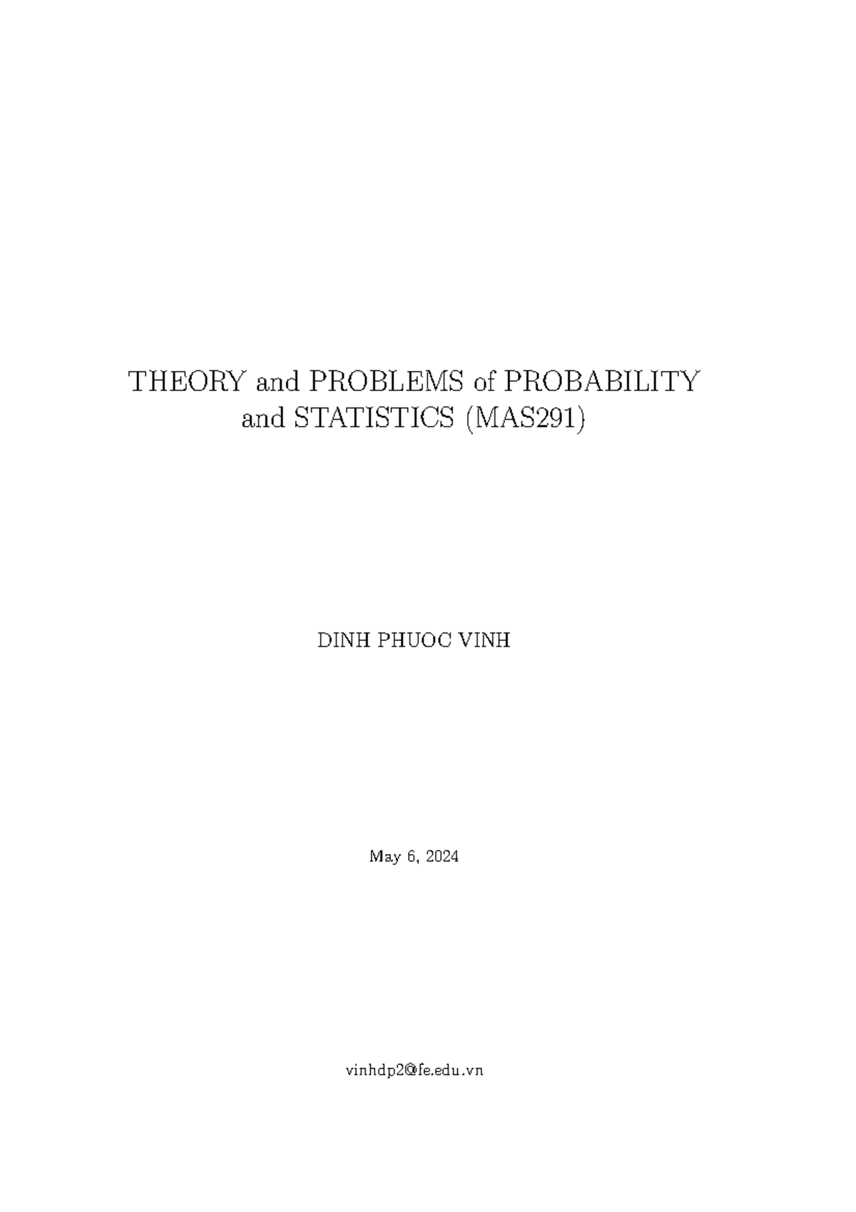 MAS291 - THEORY and PROBLEMS of PROBABILITY and STATISTICS (MAS291 ...
