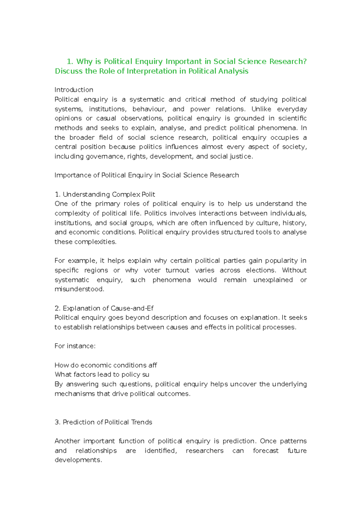 Political Enquiry in Social Science Research: Importance ...