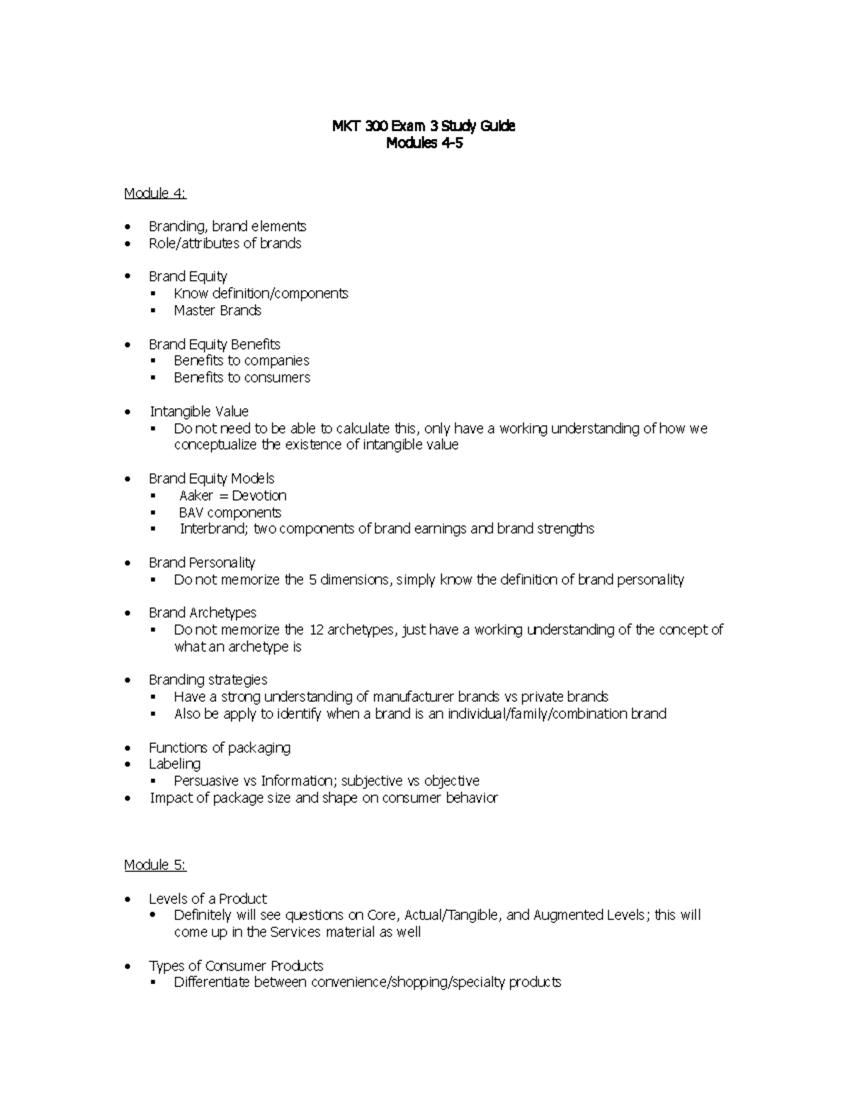 Fall 20 Study Guide Exam 3 - notes and study - MKT 300 Exam 3 Study ...