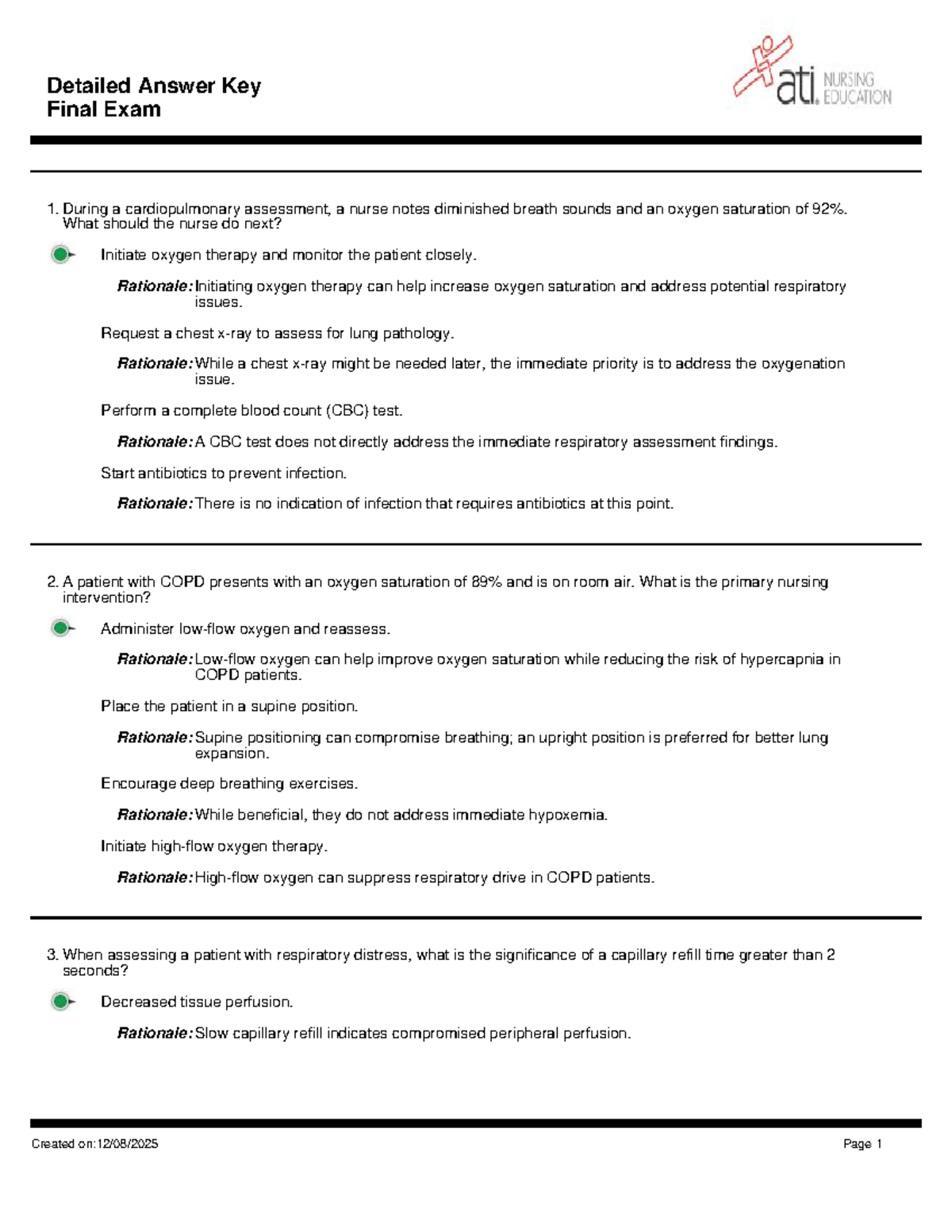 ATI NUR215 Final Exam Detailed Answer Key - Studocu