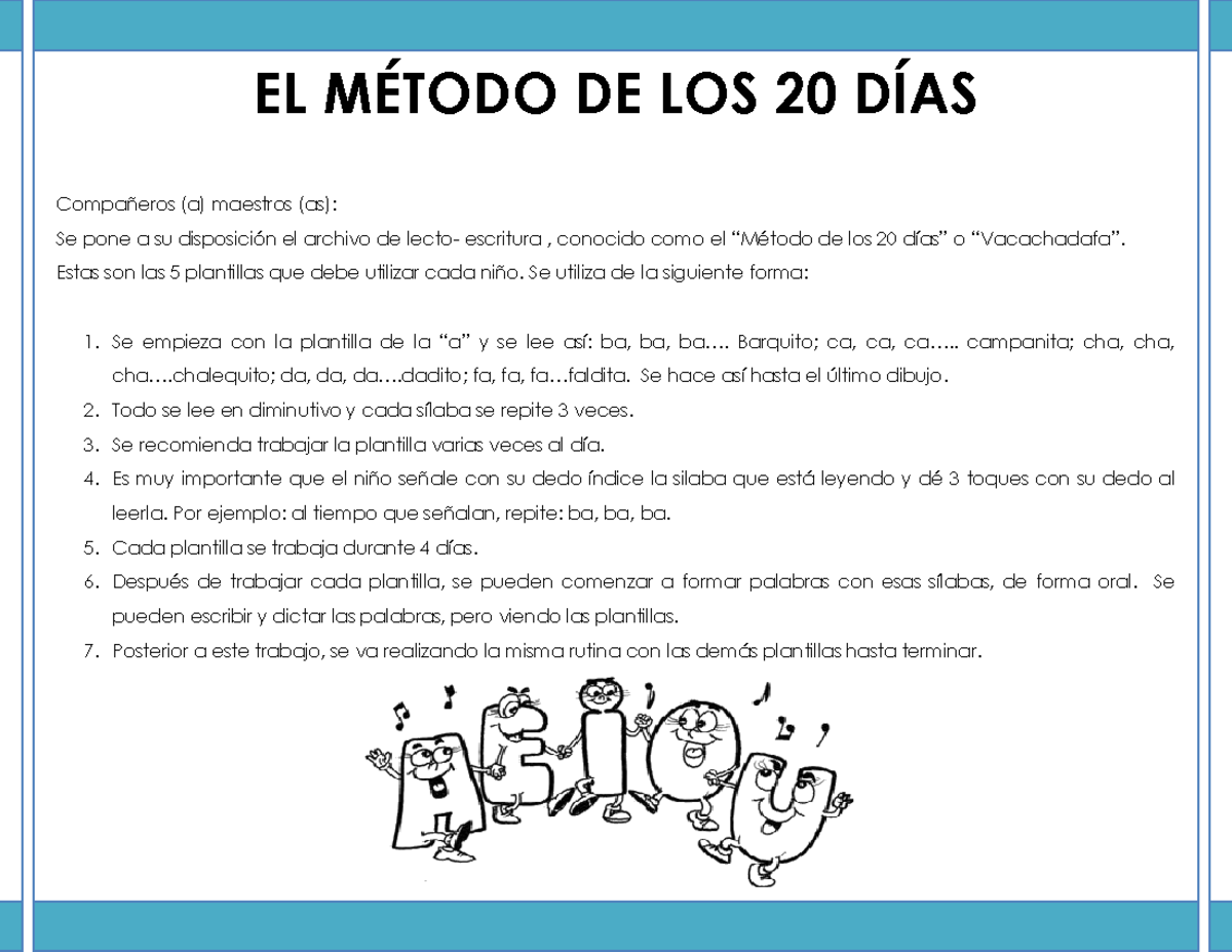 AQUÍ Excelente Método DE LOS 20 DÍAS Aprender A LEER Y Escribir PDF ...