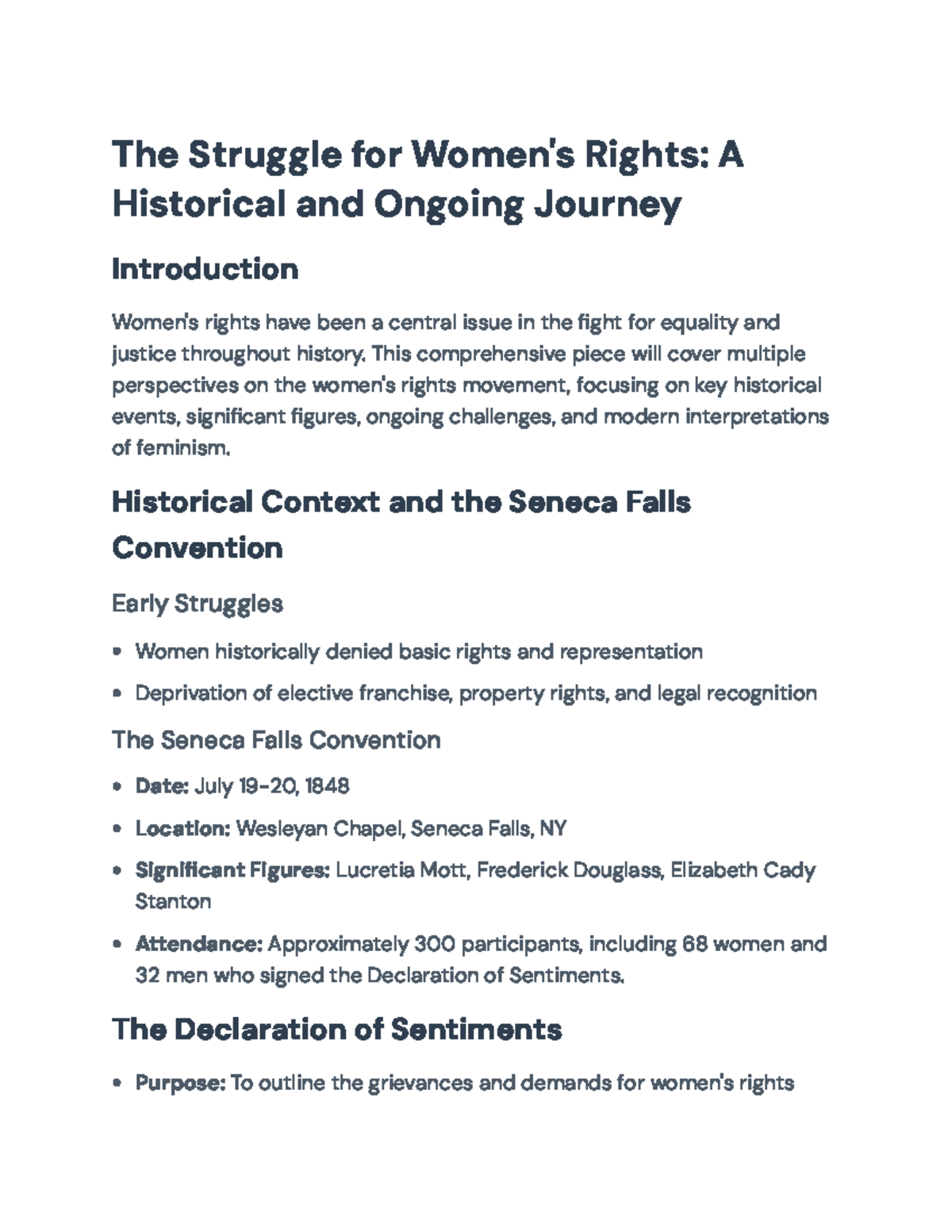 The Struggle for Women's Rights: A Historical and Modern Perspective ...