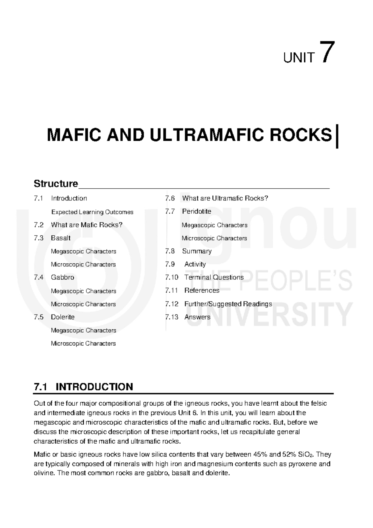 Unit 7: Mafic and Ultramafic Rocks - Characteristics and Descriptions ...
