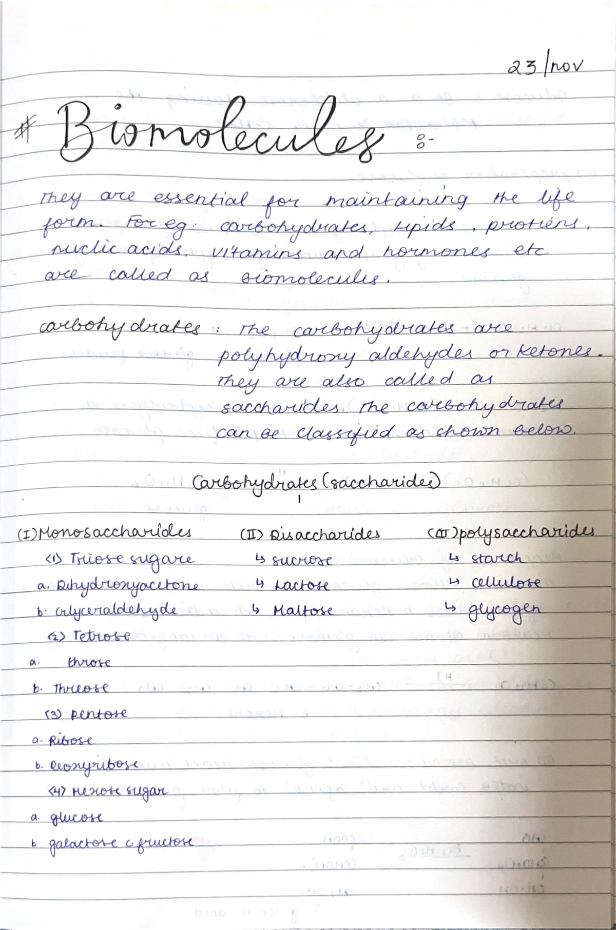 Biomolecules - Important Notes for 23 Biology Course - Studocu