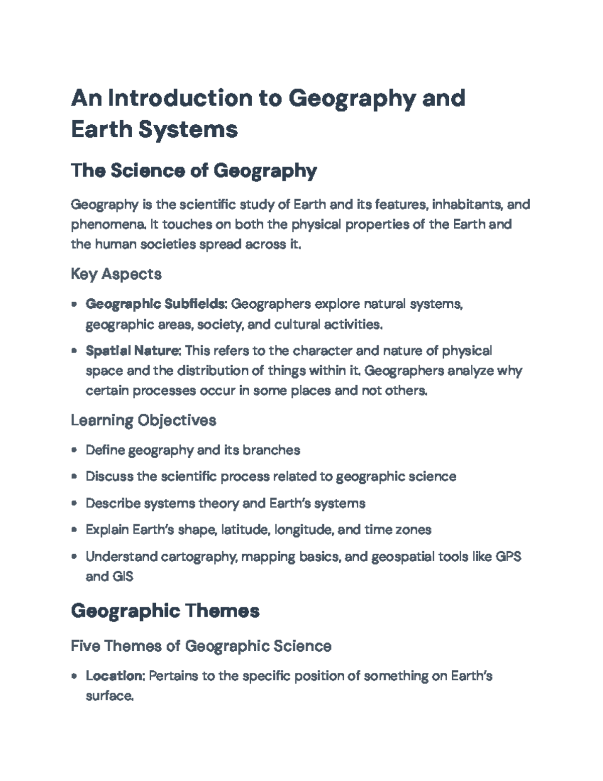 Geography 101: An Introduction to Earth Systems and Human Interaction ...