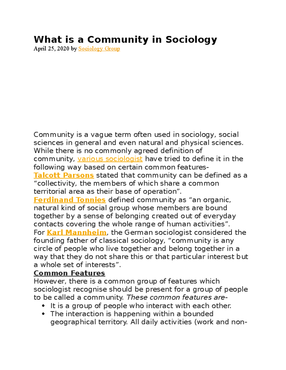 Sociology 101: Understanding Community Theories and Perspectives - Studocu