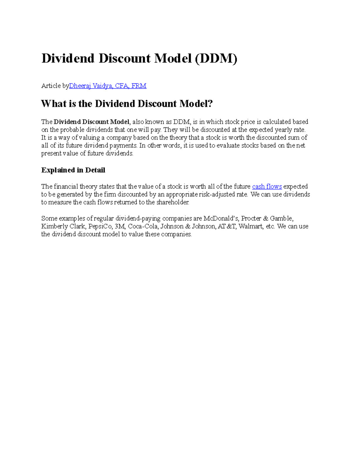 Dividend Discount Model (DDM) Explained: Types & Examples - Studocu