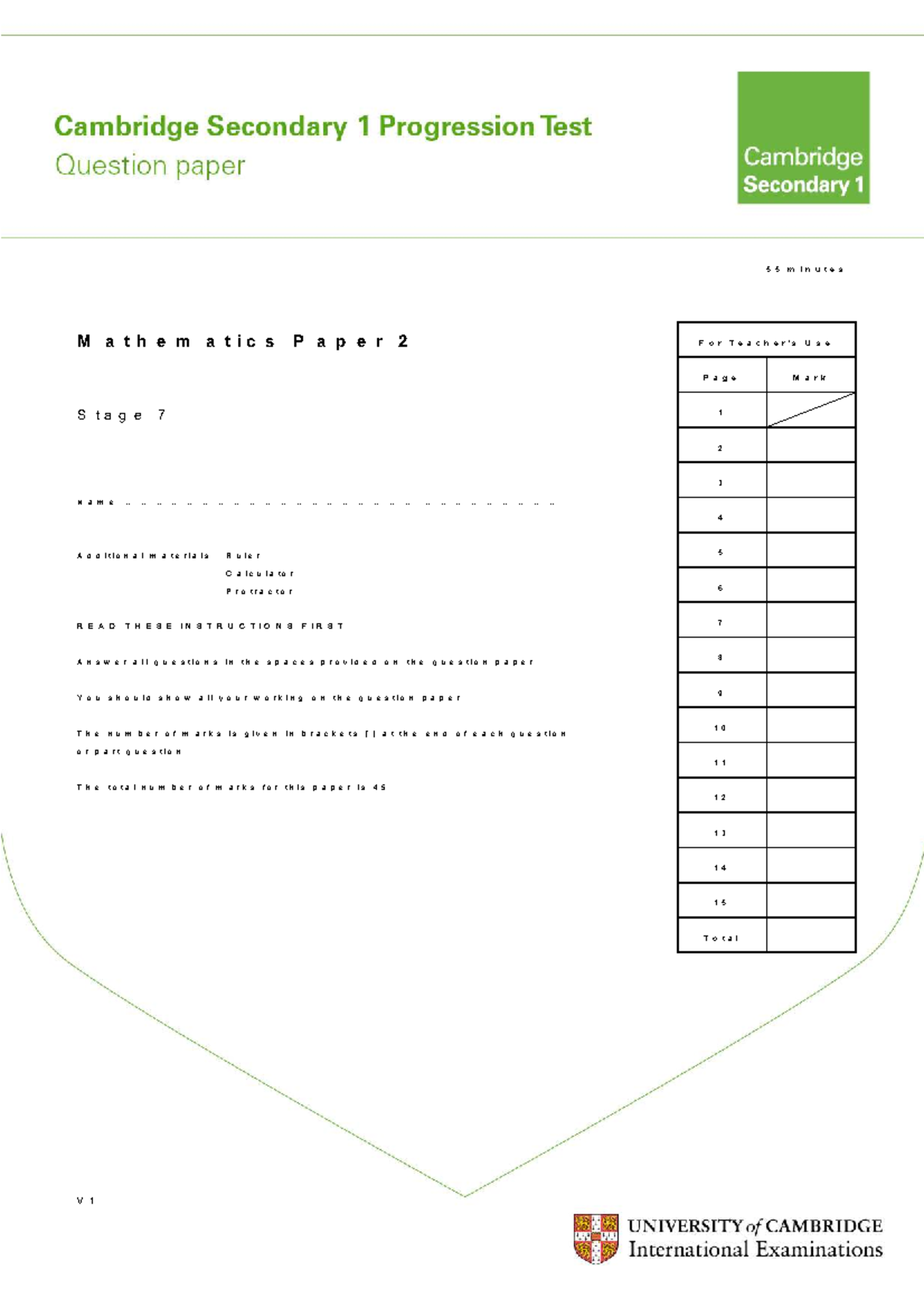 Math paper 2 for use - stage 7 exam instructions and questions - Studocu