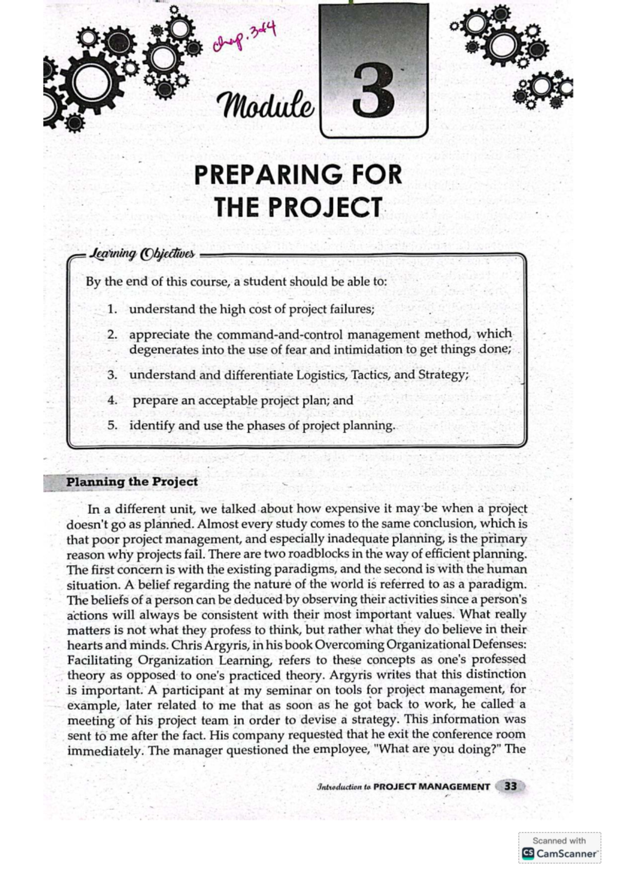 Module 3 - Project Management: Preparing for the Project - Studocu